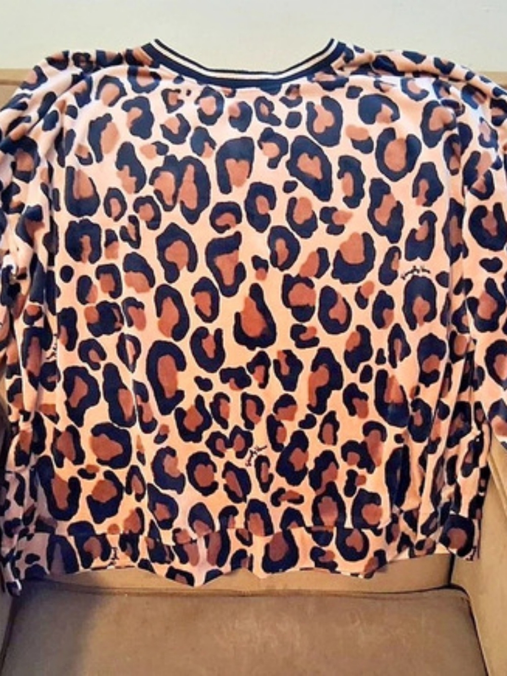 Simply Vera Wang Leopard Print Velour Pajama Set Tan & Black XL
